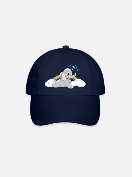 Elefantenbaby badet zwischen Regenbogen und Wolken - Baseballkappe - Blau/Blau