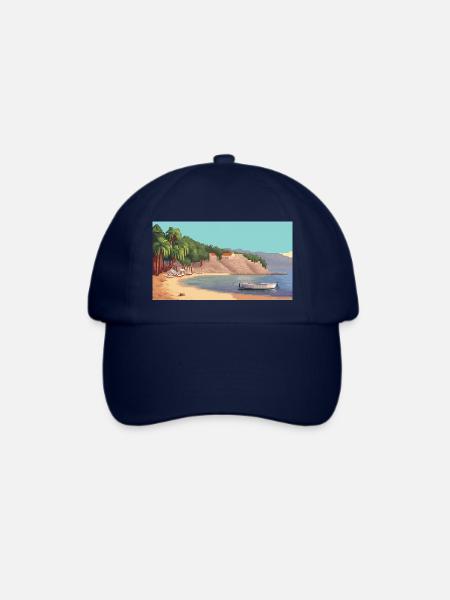 Zlatni Rat, Kroatien - Pixel Art - Baseballkappe - Blau/Blau