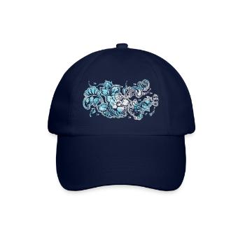 Blauer Blumen-Muster - Baseballkappe - Blau/Blau - Vorne