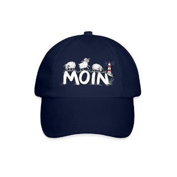 Moin Schafe Leuchtturm Nordsee Küstenhumor - Baseballkappe - Blau/Blau - Vorne