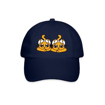 2 Süße Mädchen Katzen Hübsche Schleife Freundinnen - Baseballkappe - Blau/Blau - Vorne