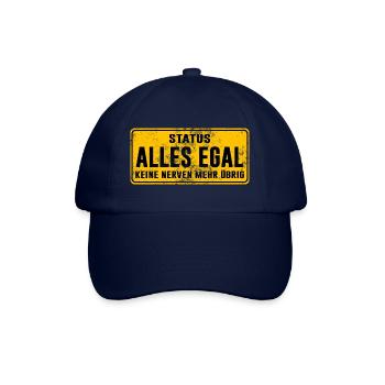 Status: Alles Egal – Keine Nerven Mehr - Baseballkappe - Blau/Blau - Vorne