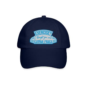Exercise Extra Fries Zitat - Baseballkappe - Blau/Blau - Vorne