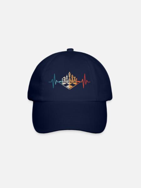 Schach Herzschlag Schachbrett Schachspieler - Baseballkappe - Blau/Blau
