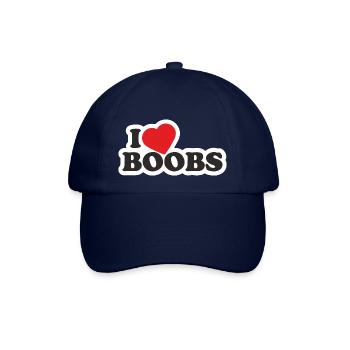 I Love Boobs | Brüste | T0005 - Baseballkappe - Blau/Blau - Vorne