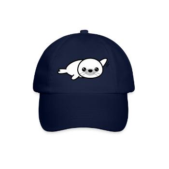 Niedliche Robbe im Schwarz-Weiß Stil - Baseballkappe - Blau/Blau - Vorne