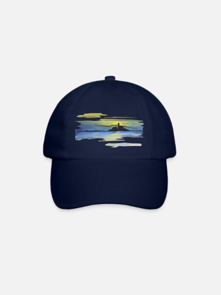 Burg, Sonnenuntergang, Geschenkidee, Pastell - Baseballkappe - Blau/Blau