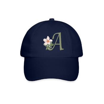 Buchstabe A mit Blume - Baseballkappe - Blau/Blau - Vorne
