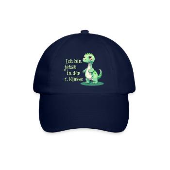 Erster Schultag mit Baby Dino - Baseballkappe - Blau/Blau - Vorne