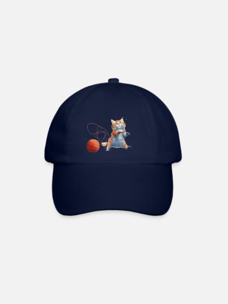 Katze mit Wolle - Baseballkappe - Blau/Blau