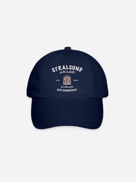 Stralsund, Altstadt, Zeichnung Wulflamshaus - Baseballkappe - Blau/Blau