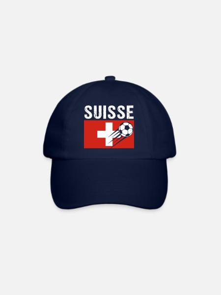 Schweiz Flagge Geschenk Schweizer Fussball Fussball - Baseballkappe - Blau/Blau