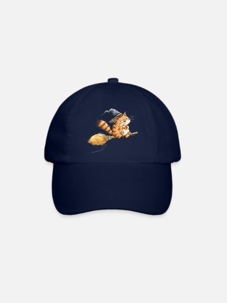 Nö Katze Hexenbesen Sarkasmus Spruch Tierhumor - Baseballkappe - Blau/Blau
