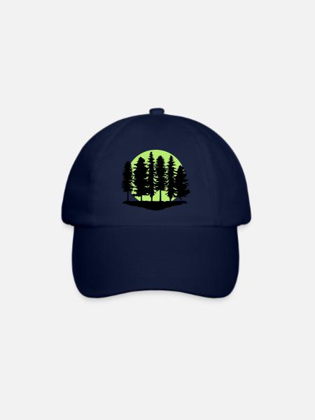Wald und Mond, Bäume - Baseballkappe - Blau/Blau
