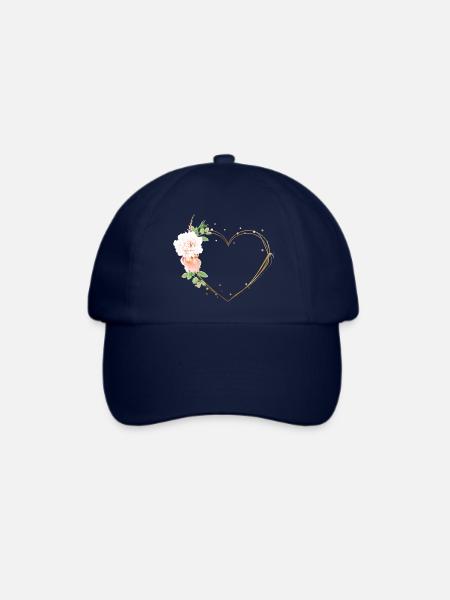 Herz Blumen personalisierbar - Baseballkappe - Blau/Blau