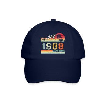 Vintage Grammophon 34. Geburtstag 1988 34 Jahre alt - Baseballkappe - Blau/Blau - Vorne