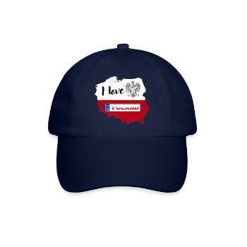 Ich liebe Polen polnische Karte Nummernschild - Baseballkappe - Blau/Blau - Vorne