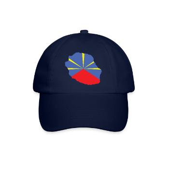 Geschenkidee Flaggenkarte La Réunion 974 - Baseballkappe - Blau/Blau - Vorne