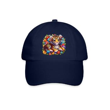 Tiger im Blumenbeet - Baseballkappe - Blau/Blau - Vorne