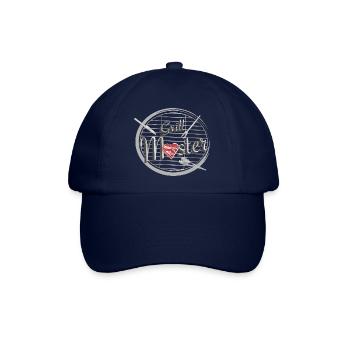 Ein Grill mit Grillbesteck und Fleisch in Herzform - Baseballkappe - Blau/Blau - Vorne