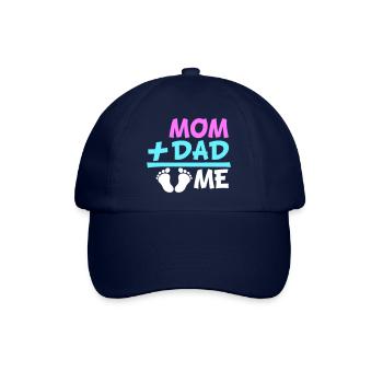 Mom Plus Dad Me Schwanger Bauch Schwangerschaft - Baseballkappe - Blau/Blau - Vorne