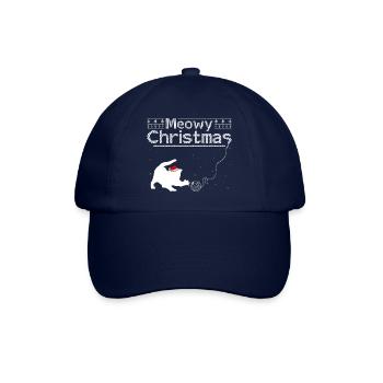 Miauige Weihnachten - Entzückende Katze mit Nikolausmütze - Baseballkappe - Blau/Blau - Vorne