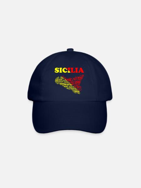 Sizilien-Souvenir-T-Shirt mit Karte und Farben - Baseballkappe - Blau/Blau