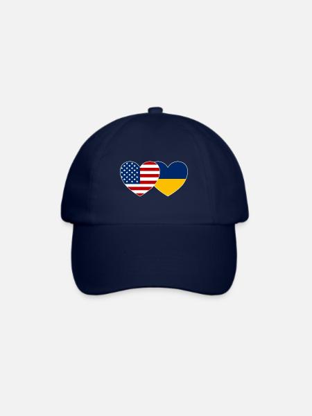 USA Ukraine Flagge Herz - Baseballkappe - Blau/Blau