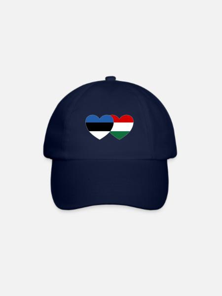 Estland Ungarn Flagge Herz - Baseballkappe - Blau/Blau
