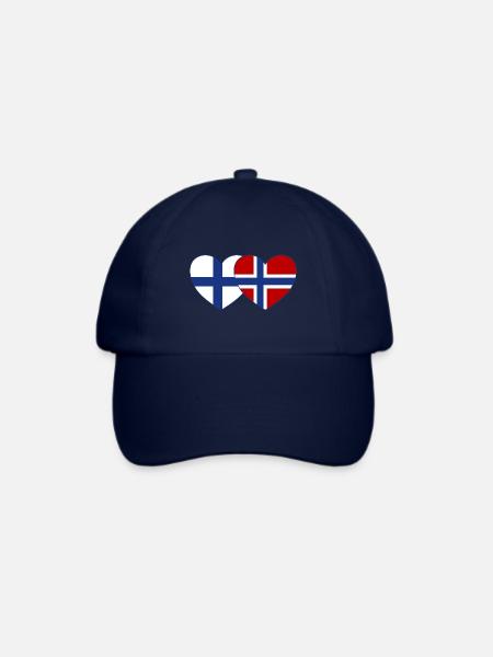 Finnland Norwegen Flagge Herz - Baseballkappe - Blau/Blau