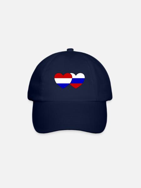 Holland Russland Flagge Herz - Baseballkappe - Blau/Blau