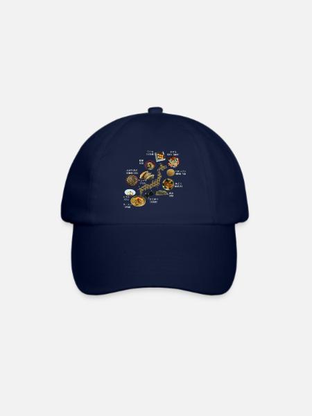 Karte von JAPAN umgeben von japanischen Gerichten - Baseballkappe - Blau/Blau