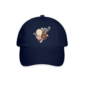 Edles Pralinen Motiv zwischen zartem Blattwerk - Baseballkappe - Blau/Blau - Vorne