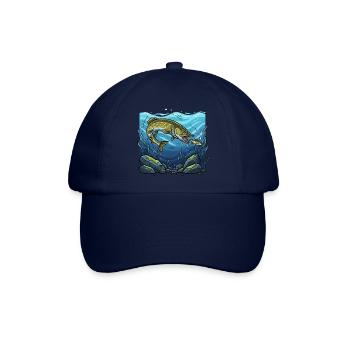 Hecht Angeln Fischen Raubfisch - Baseballkappe - Blau/Blau - Vorne