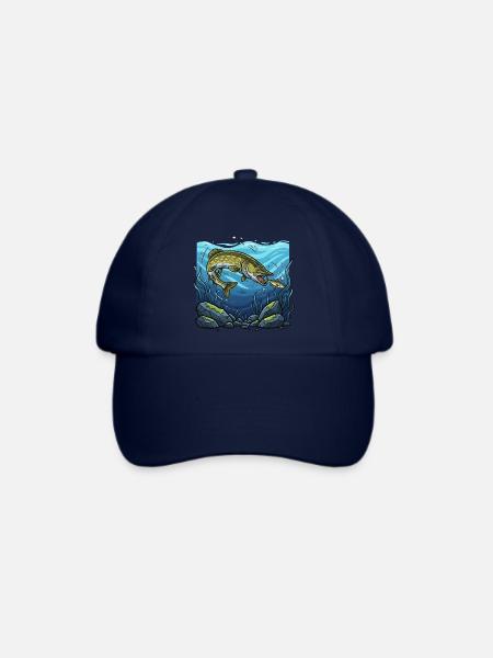 Hecht Angeln Fischen Raubfisch - Baseballkappe - Blau/Blau