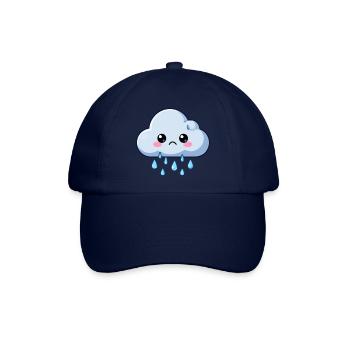Traurige weinende Wolke Regenwolke Kawaii Geschenk - Baseballkappe - Blau/Blau - Vorne