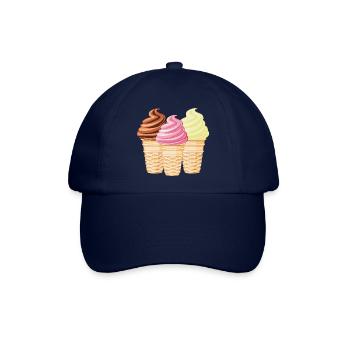 Softeis Vanille Schokolade Erdbeere - Baseballkappe - Blau/Blau - Vorne