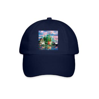 08 Hamburg Hafen Elphi Schiffe Kräne - Baseballkappe - Blau/Blau - Vorne