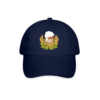 Rustikaler Bierkrug in Holzoptik mit Hopfen & Malz - Baseballkappe - Blau/Blau - Vorne