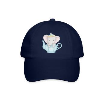 niedlicher Elefant in Teekanne - Baseballkappe - Blau/Blau - Vorne