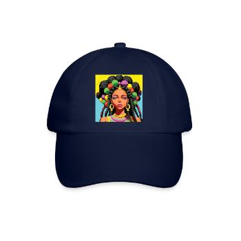 Schwarze Frau mit Dreadlocks - Baseballkappe - Blau/Blau - Vorne