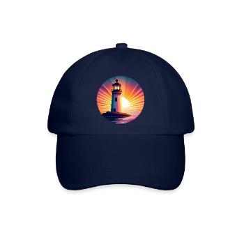 Leuchtturm bei Sonnenuntergang - Malerisches - Baseballkappe - Blau/Blau - Vorne
