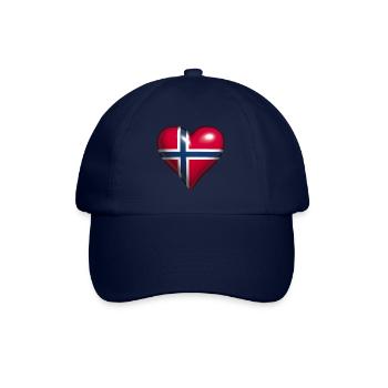 Norwegen glänzendes Herz rot weiß blau Flagge - Baseballkappe - Blau/Blau - Vorne