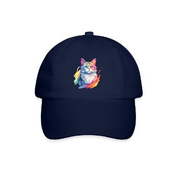 Rainbow Cat – Malerische Regenbogen-Katze - Baseballkappe - Blau/Blau - Vorne