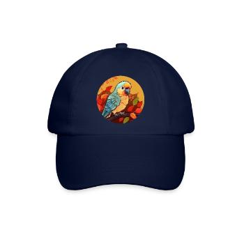 Herbst-Papagei: Sunset und Laub - Baseballkappe - Blau/Blau - Vorne
