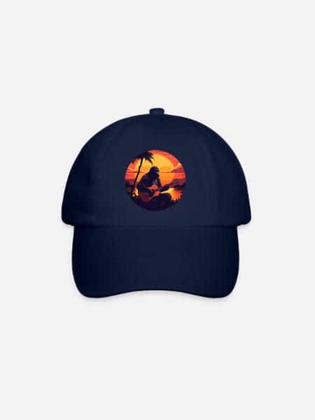 Gorilla-Gitarrist im Sunset: Akustik-Vibes Design - Baseballkappe - Blau/Blau