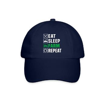 Eat Sleep Farm Repeat Farming - Baseballkappe - Blau/Blau - Vorne