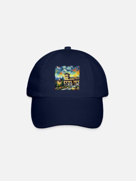 Ikonischer Alhambra-Palast im Van-Gogh-Stil - Baseballkappe - Blau/Blau