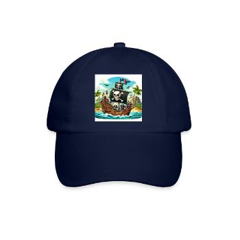Piratenschiff auf hoher See - Baseballkappe - Blau/Blau - Vorne