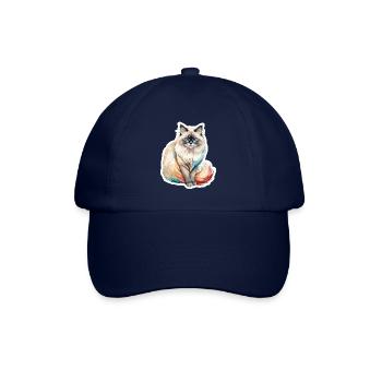 Birmakatze Wasserfarben - Baseballkappe - Blau/Blau - Vorne